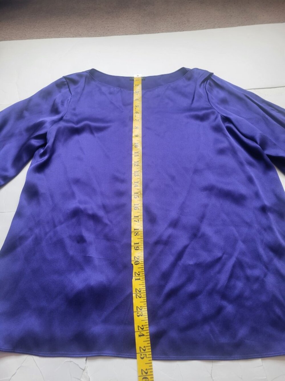 Talbots 100% Silk Purple Slit Sleeve Soft Satin Charmeuse Top Size 6 Elegant - Picture 9 of 10